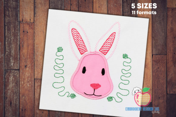 A Bunny's Sweet Face: Embroidered Charm for Boutique Sweats