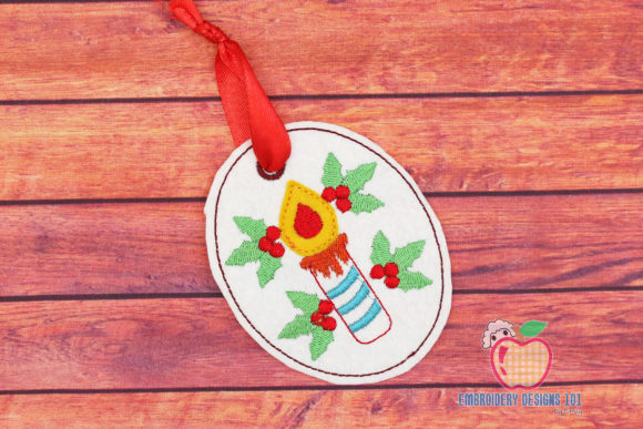 Christmas Candle and Holly Berry Embroidery Ornament Review